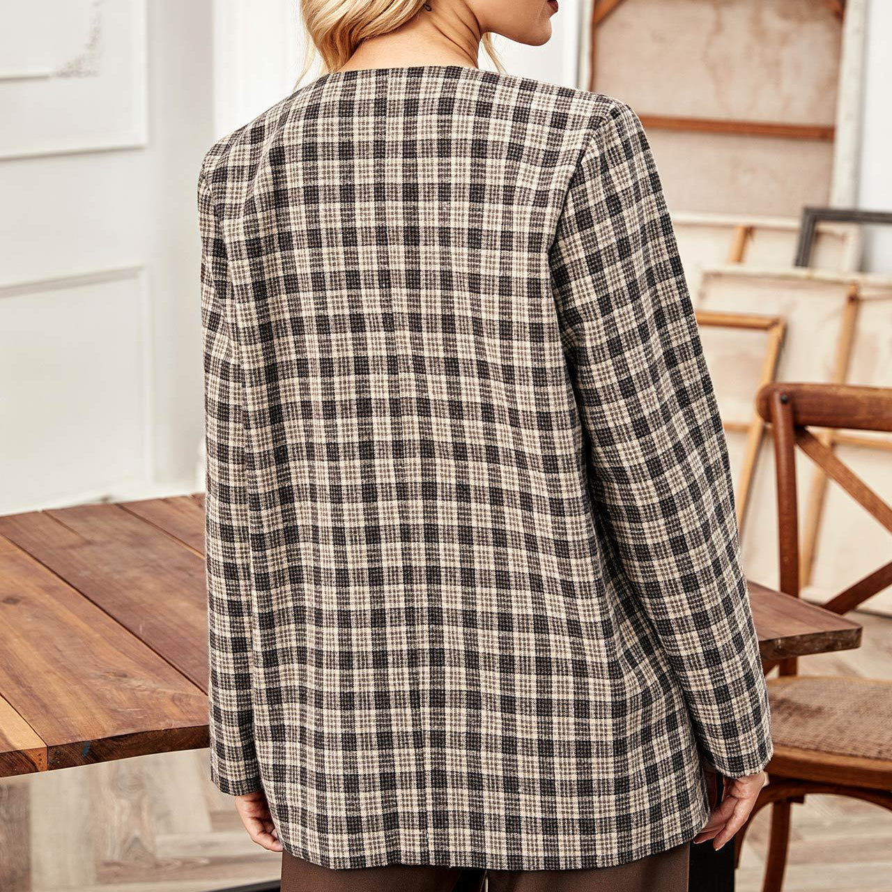 Blazer à Carreaux Chic