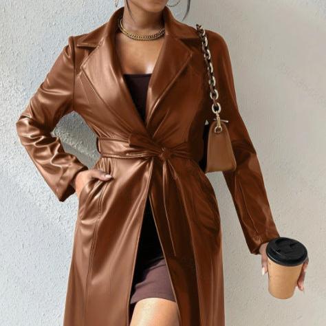 Veste Longue en Cuir Chic