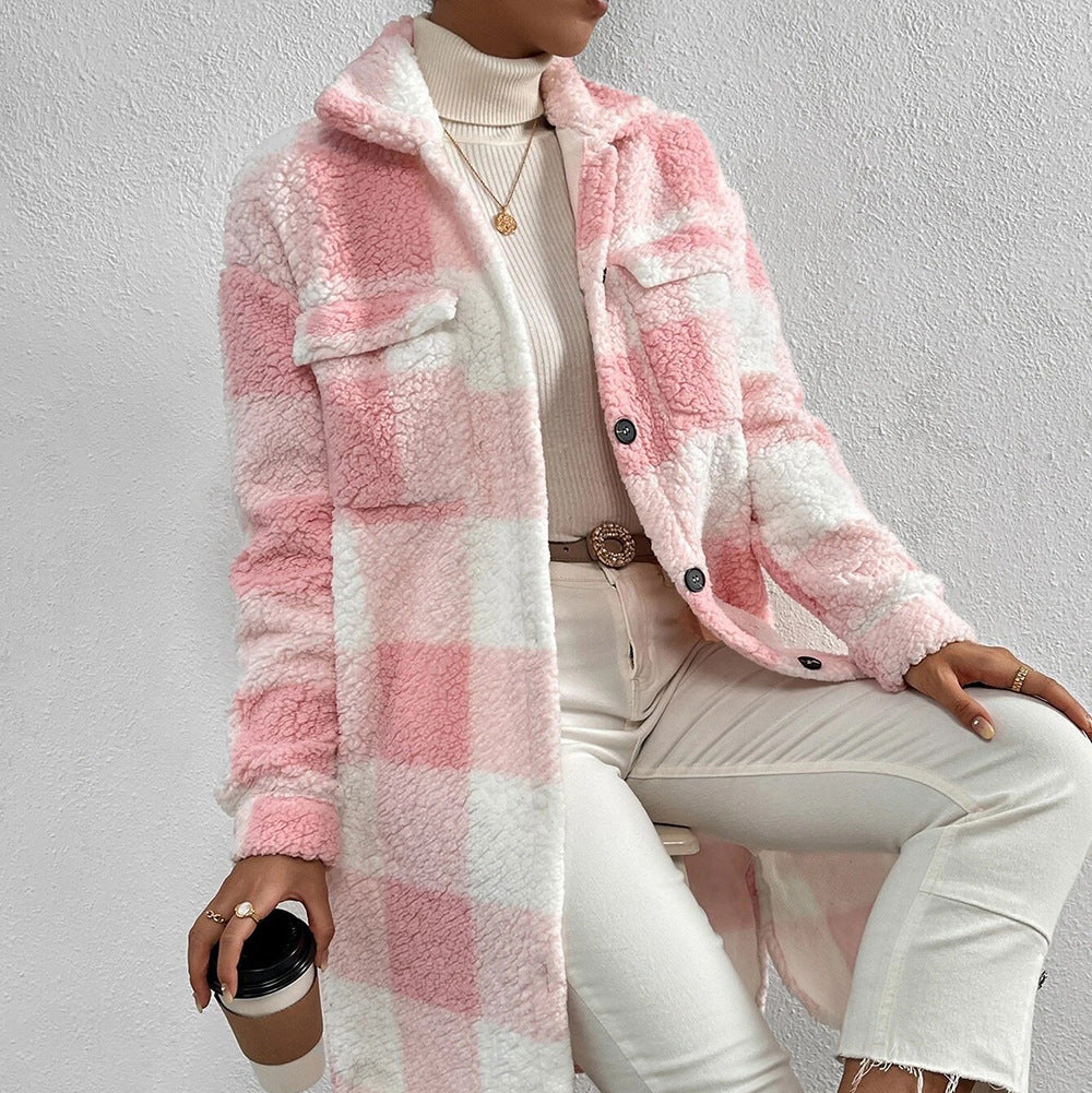 Manteau Peluche Carreaux