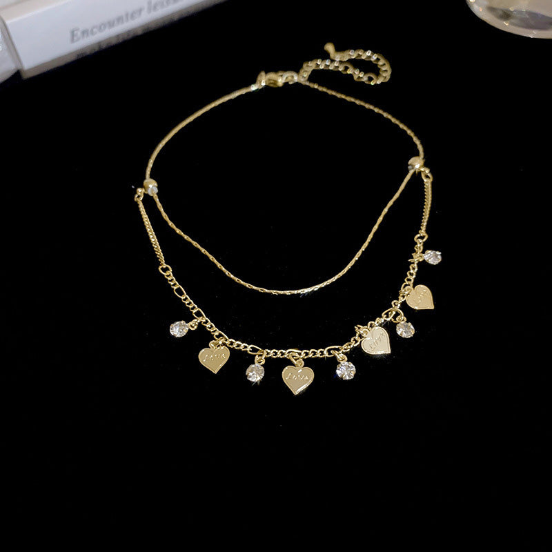 Bracelet Cheville Cœur Diamant