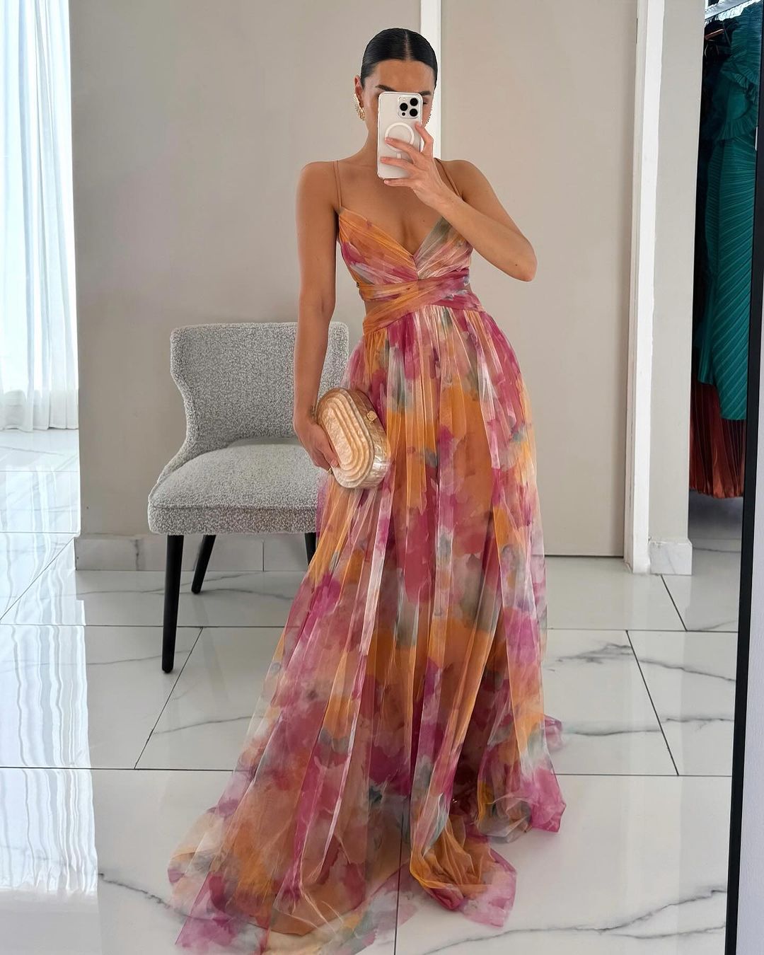 Robe Carola Ravissante maxi à imprimé floral
